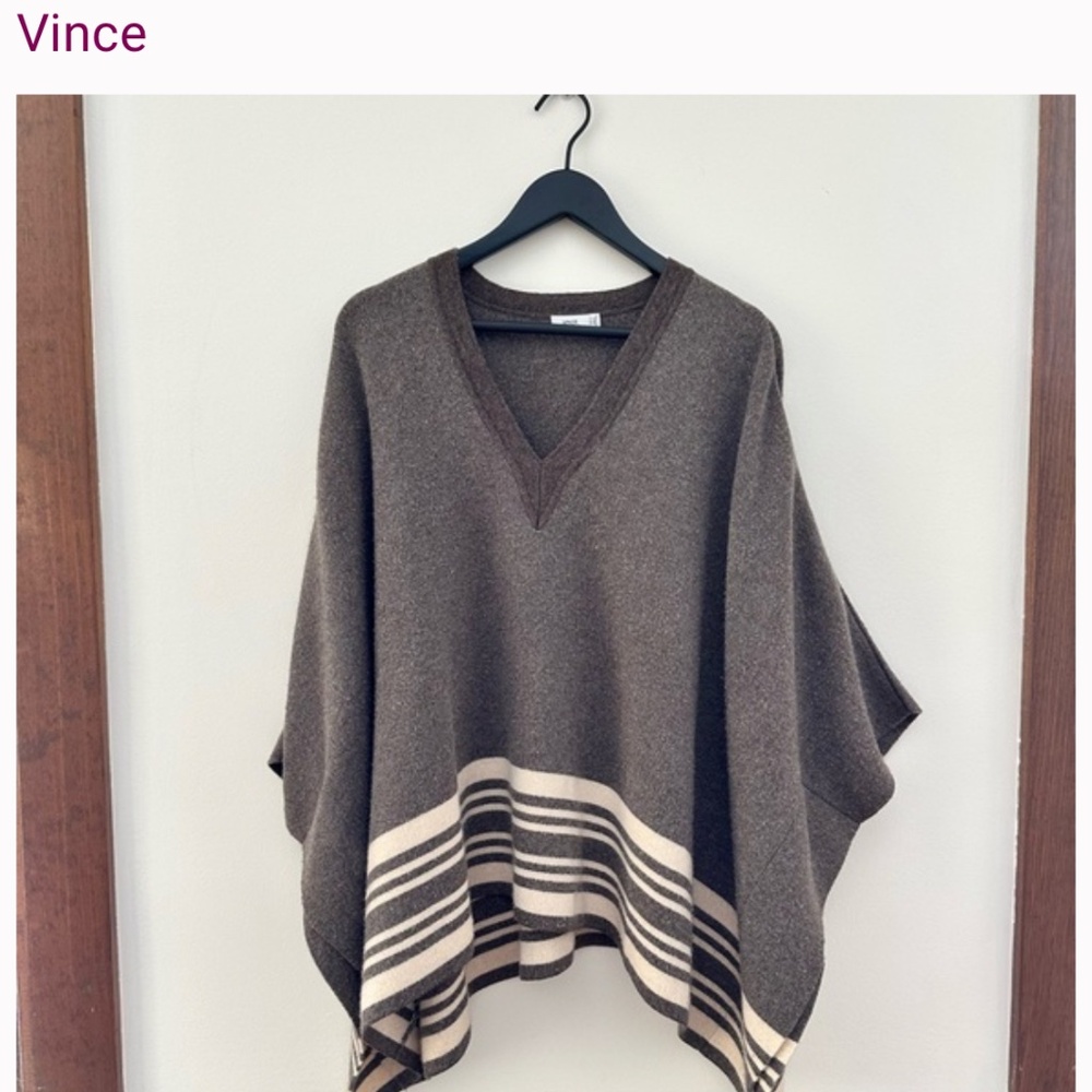 Vince Brown & Cream wool/ cashmere poncho